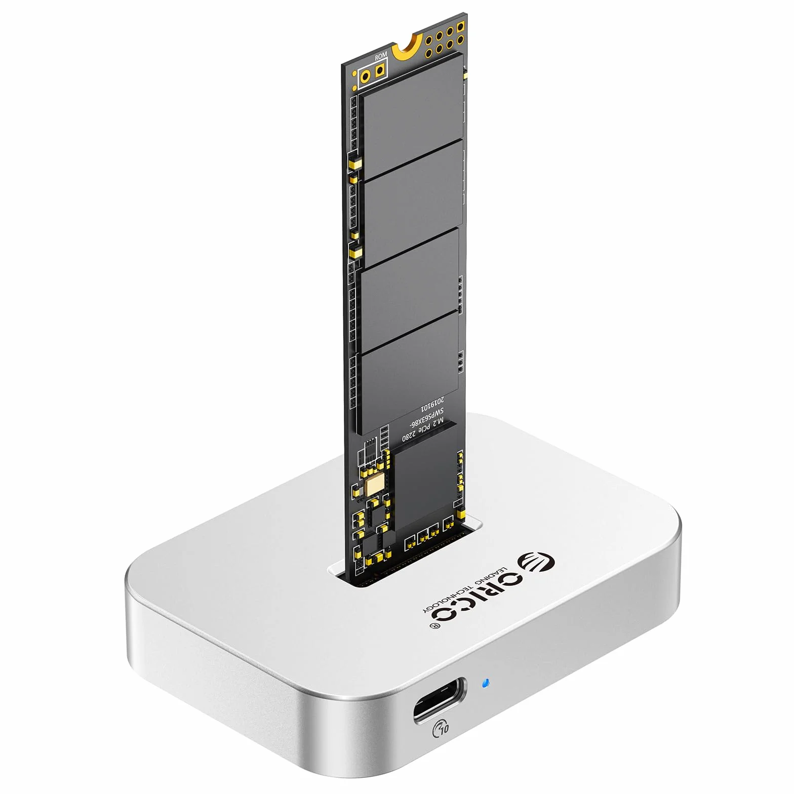 ORICO M.2 NVMe/SATA SSD Gehäuse, USB 3.2 Gen 2 M.2 Festplatten Dockingstation,M.2 NVMe/SATA SSD Adapter, Unterstützt M.2 SSDs der Formate 2230/2242/2260/2280/22110, Kompatibel mit Windows/Mac OS/Linux