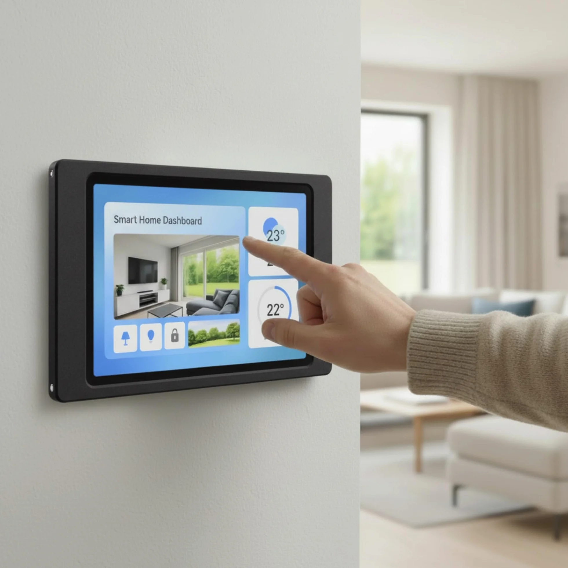 Tablet Wandhalterung für Samsung Galaxy Tab A9+ / A11 Plus (11 Zoll) - Passgenauer & Flacher Rahmen für Smart Home Display & Dashboard - Feste Montage mit Kabelführung - Schwarz