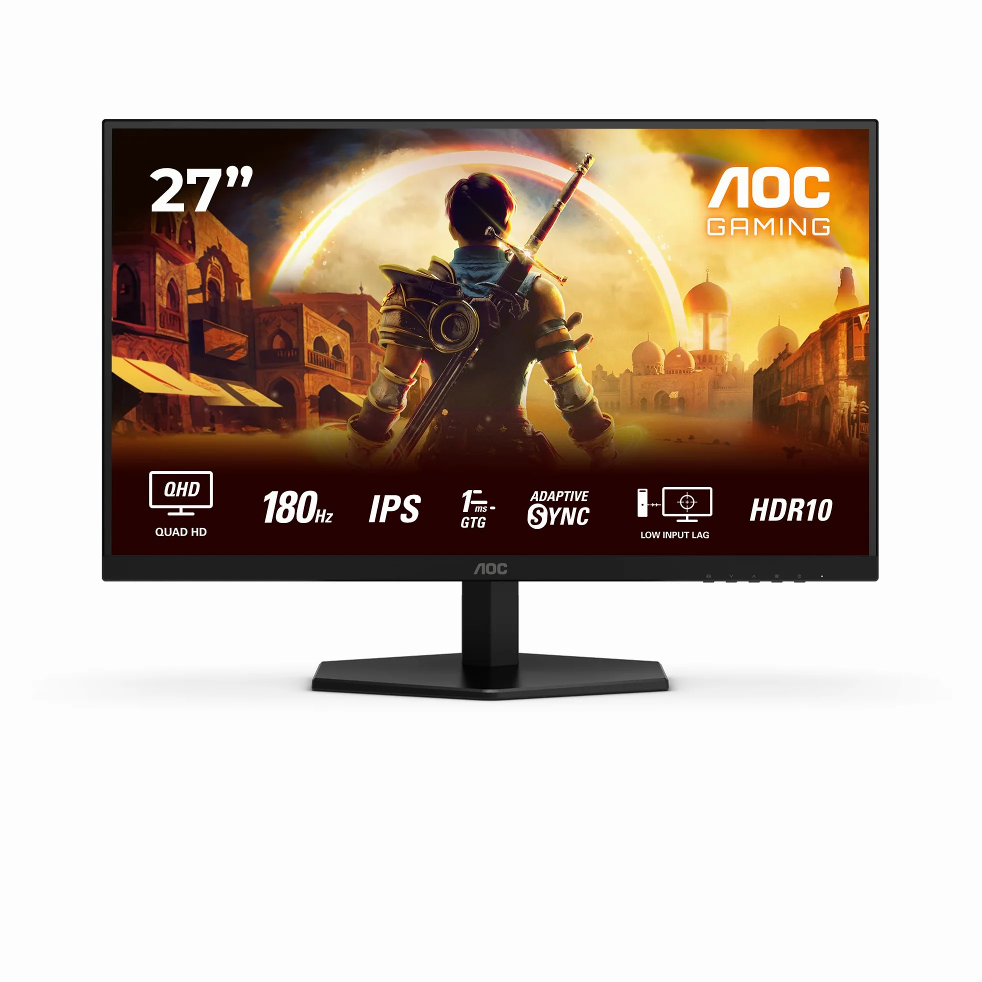 AOC Q27G42XE 27 Zoll WQHD Gaming Monitor 180Hz Fast IPS 1ms GtG HDR10 G-Sync Compatible 2560x1440 HDMI 2.0 DP 1.4 Schwarz