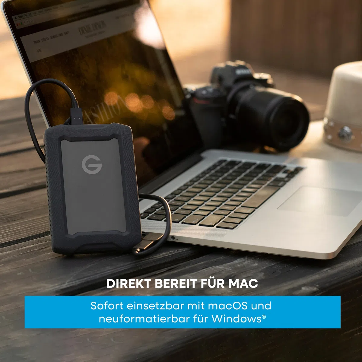 SanDisk PROFESSIONAL G-DRIVE ArmorATD 6 TB mobile Festplatte, All-Terrain Festplatte, USB-C-fähig, 130 MB/s, für Mac und Windows, wasser- und staubfest