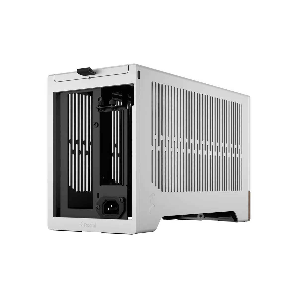 Fractal Design Terra Silver - Wood Walnut Front Panel - Small Form Factor - mITX Gaming case – PCIe 4.0 Riser Cable – USB Type-C - Anodized Aluminum Panels