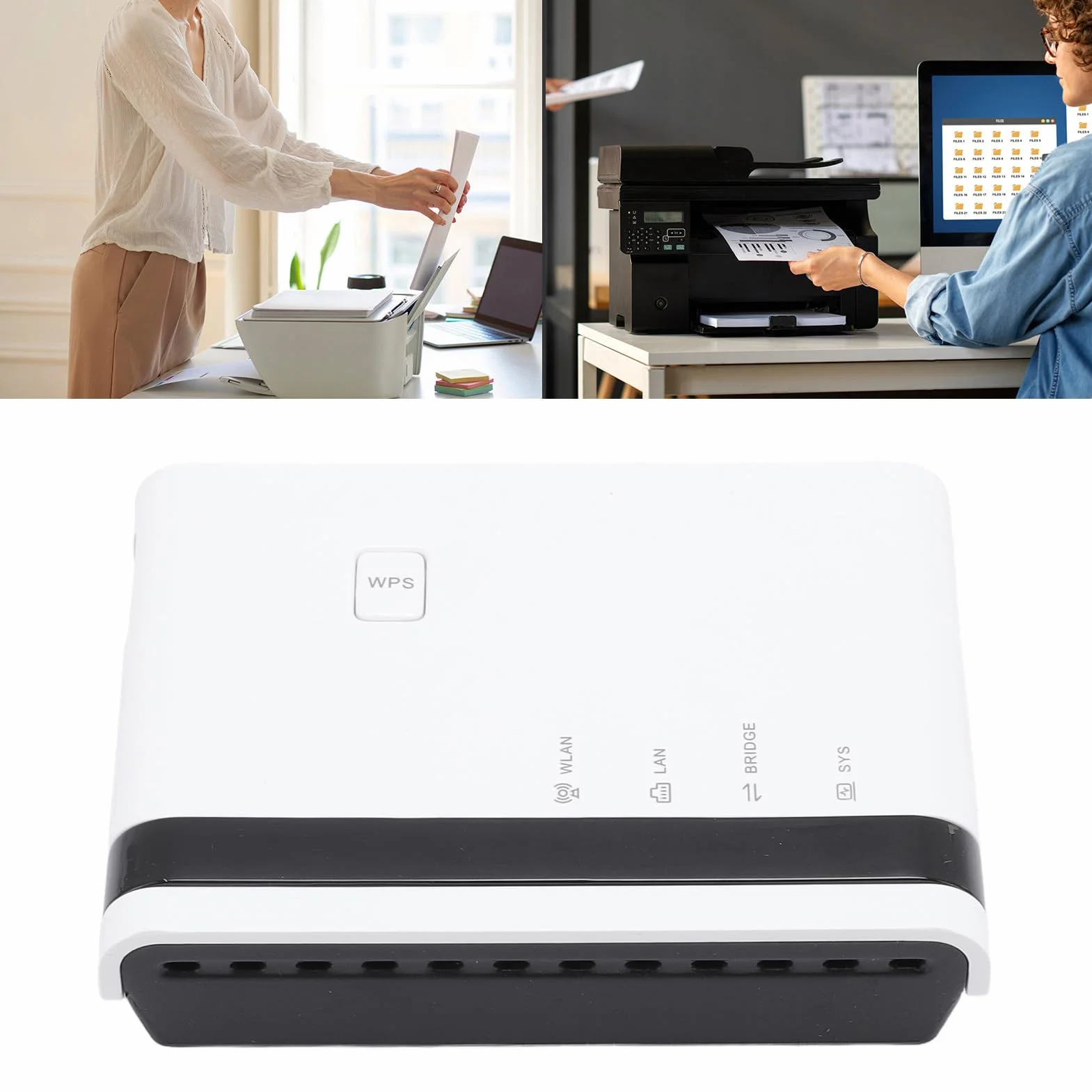 Kavolet USB-Druckserver, 10/100 Mbit/s, LAN-Brücke, Standalone, Plug-and-Play, 4 Drucker (EU-Stecker)