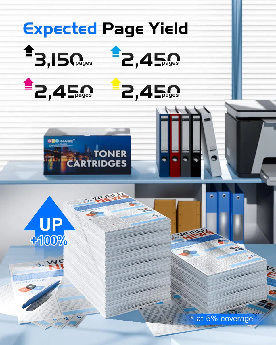 GPC IMAGE 207X mit Chip MFP M283fdw Toner Kompatibel für HP 207X 207A Multipack für HP Color LaserJet Pro MFP M283fdw Toner Schwarz M282nw M255dw M283fdn W2210A W2210X W2211X W2212X W2213X (4er-Pack)
